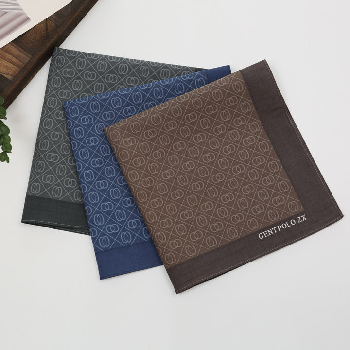 3/6pcs Pure Cotton Men's Pure Cotton Handkerchief Cross-border Hot-selling Thin Absorbent Sweat-wiping Printed Hand Towel 43cm