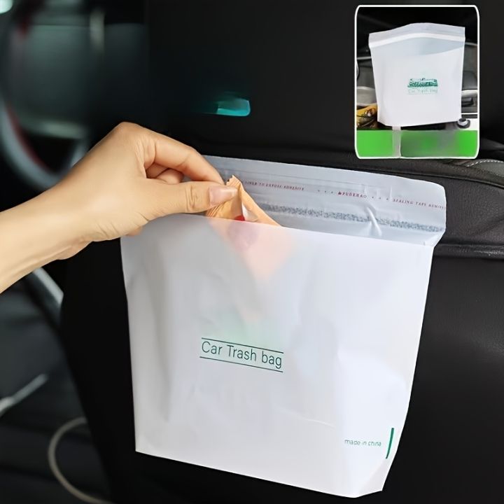 30-100Pcs Car Disposable Trash Bags Self-Adhesive Garbage Bag Portable Traceless Pasting Rubbish Storage Bag For Car Home Office