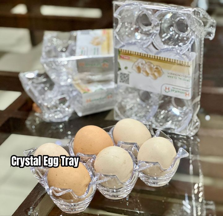 New Stylish Egg Tray Container,Crystal Clear,6 Portion For Half Dozen Eggs,Eggs Serving Container Tray,Premium Quality