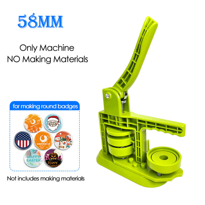 Green 58mm Badge Maker Machine for DIY Making Round Badge Pins Fridge ...