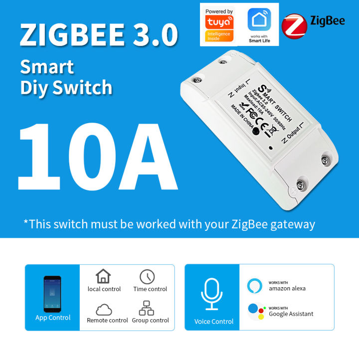 Tuya ZigBee 3.0 Smart Switch Breaker Timer LED Light Wireless Controller Smart Home Automation Relay Module Support Alexa 