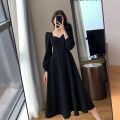 Long Puff Sleeve Solid Elegant Dress Women Clothing Wedding Guest New Year Women Fashion High Waist Slim Evening Party Dresses. 