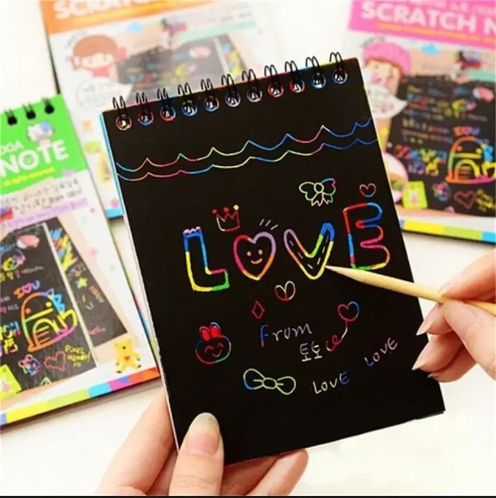 Rainbow%20Scratch%20Paper%20Note%20Pad%20Magic%20Doodle%20Notebook%0A%2002%20sets%20-%20Image%202