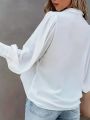 Plus Size 1XL-5XL Women Solid Shirt Long Sleeve Lapel Neck Loose Lantern Sleeve Blouses New Autumn Commuting Fashion Shirts.