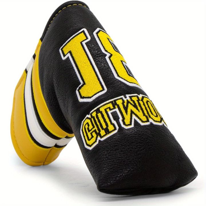 Sports Style Number 18 Premium PU Leather Golf Blade Mallet Putter Cover, Great Golf Accessories for Men Golfers Dad