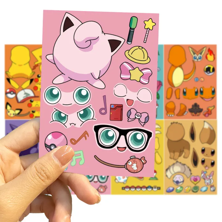 8/16sheets%20Pokemon%20Anime%20Pikachu%20Gengar%20Puzzle%20Stickers%20Make%20A%20Face%20Children%20Cartoon%20DIY%20Assemble%20Jigsaw%20Decals%20Kids%20Party%20Decor%20-%20Image%203