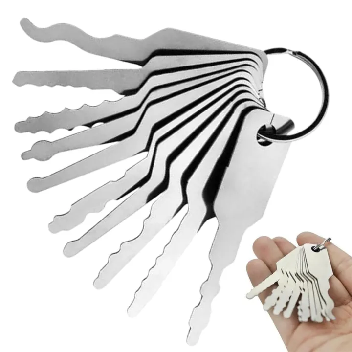 Key Pick Single 10pcs Stainless Steel Key Blanks Keys Replacement Skeleton Lock Pick ...