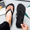 ins trendy black flip flops for men in summer wear simple non-slip soft sole clip foot-slip fashionable and versatile beach sand.