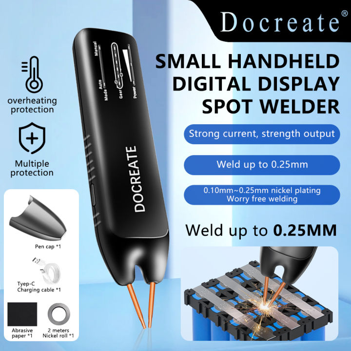 Docreate-756 Portable handheld spot welder 18650 Lithium battery DIY mini household touch welder