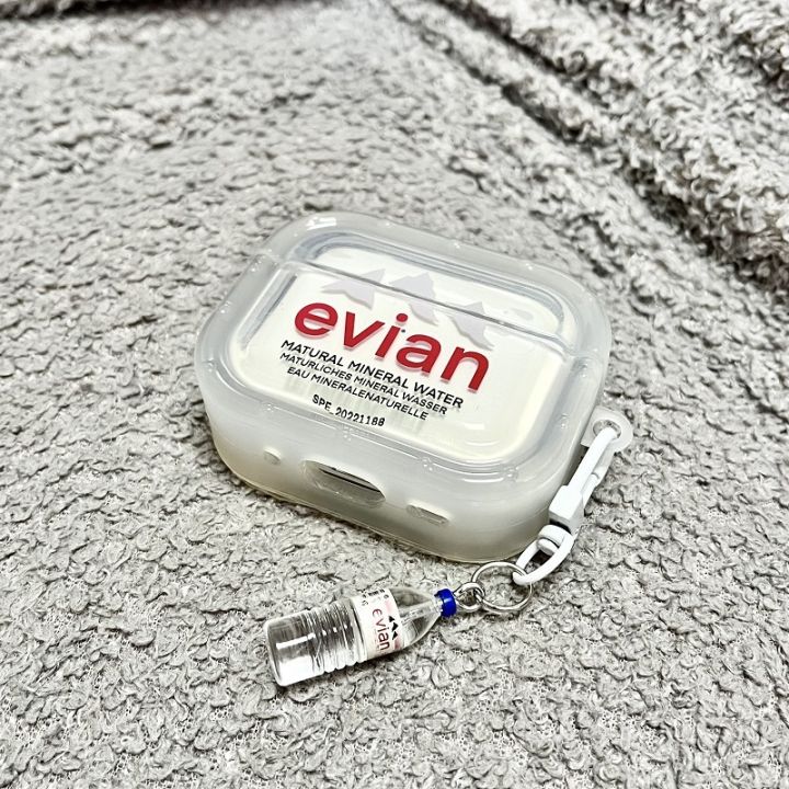 Creative Evian Mineral Water Design Airpods Case Compatible with Airpods 1/2/3 pro 2 Portable Audio Headphone Protective Cover