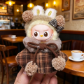 Plush Doll's Clothes for Mini Labubu 4.0 for Love Series Christmas Clothes Classic Grid Dress Cloak Set Clothing. 