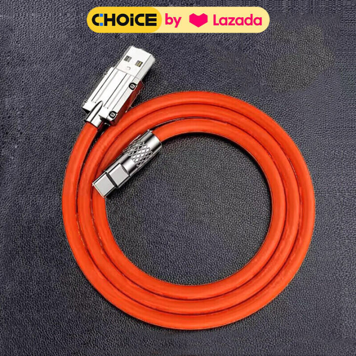 6A 120 W fast charging cable metal zinc alloy liquid silicon data cable type C suitable for Huawei Xiaomi Android phone