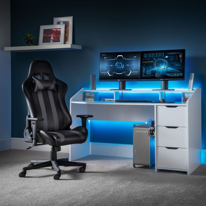 White Wooden Gaming Desk studying and more, home office desk ,computer table for pc ,laptop table