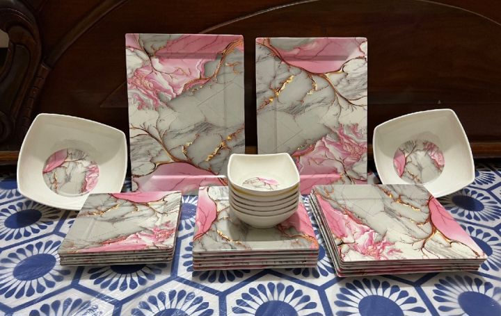 High Quality Imported Mealemine 29 Pca Dinner Set / Pink Clor Dinner set 29 pcs