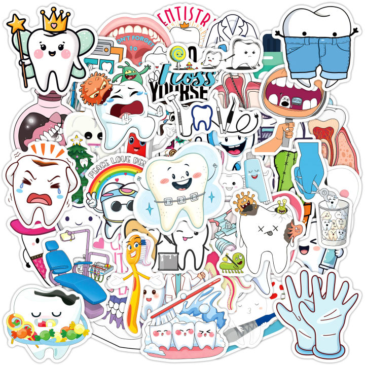 50Pcs%20Cute%20Dentist%20Protect%20Tooth%20Stickers%20Funny%20Toothbrush%20Teeth%20Decal%20DIY%20Luggage%20Skateboard%20Laptop%20Cartoon%20Sticker%20Packs%20-%20Image%207