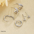 6Pcs/Set Silver Color Zircon Huggies Hoop Earrings for Women Fashion Copper Cartilage Piercing Earrings Set Female Party Jewelry. 