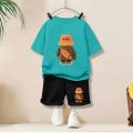 Summer Baby Girls Clothes Set Children Boy Cartoon Bear Tshirts and Shorts 2 Pieces Suit Kid Casual Top Bottom Outfit Tracksuit. 