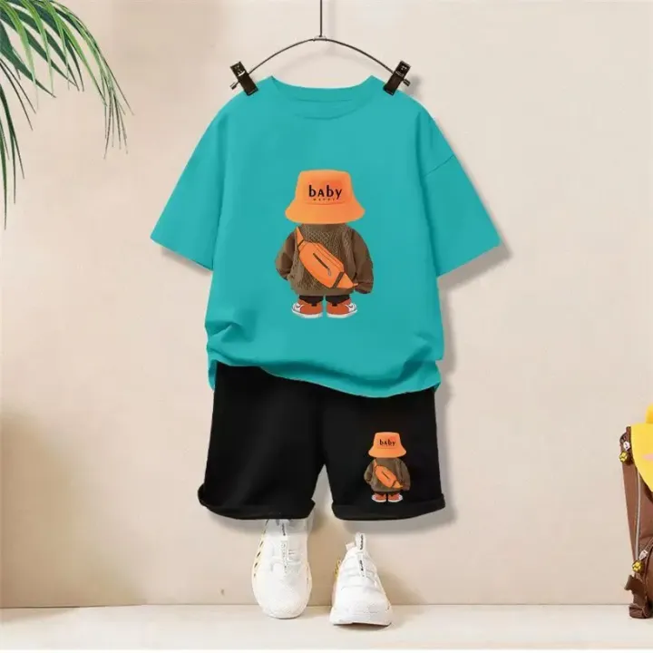 Summer%20Baby%20Girls%20Clothes%20Set%20Children%20Boy%20Cartoon%20Bear%20Tshirts%20and%20Shorts%202%20Pieces%20Suit%20Kid%20Casual%20Top%20Bottom%20Outfit%20Tracksuit%20-%20Image%202