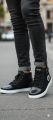Boots high mid caff golden,black mix fabrics and leather rubber sole shoes for man.