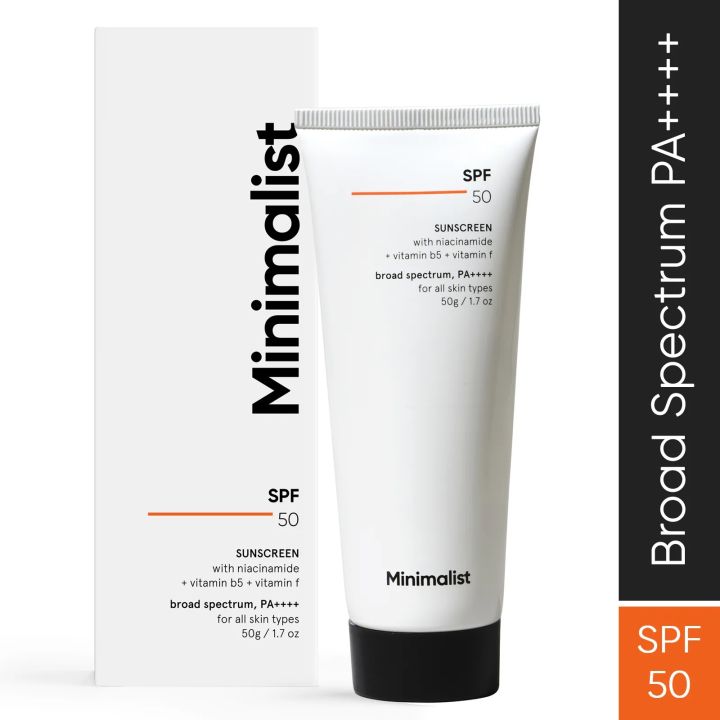 Minimalist SPF 50 PA++++ Sunscreen | No White Cast and Contains Multi Vitamins for Reducing Photoaging | 50 gm