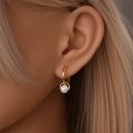 100% 925 Sterling Silver Pearl Golden Geometry Hoop Earrings For Women Fashion Birthday Party Wedding Jewelry Engagement Jewelry.