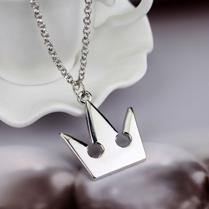 Kingdom Hearts Silver Plated Royal Crown Pendant Necklace Cheap Wholesale Fashion Sora Chain Necklace For Women Men