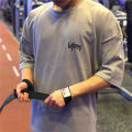 NEW Round Collar Sports T Shirt Oversize Cotton Summer Tee Training Running Shirt Man Streetwear Half Sleeve Men T-Shirt.