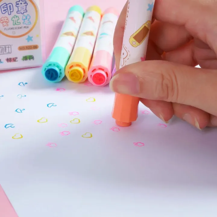 6Pcs/set%20Kawaii%20Heart%20Stamp%20Highlighter%20Cute%20Candy%20Colors%20Drawing%20Painting%20Art%20Marker%20Pen%20School%20Supplies%20Korean%20Stationery%20-%20Image%205