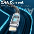 PD 27W Fast Charge Cable LCD Display Transparent Shell Data Transfer, USB A Type-C to Lightning Cord for iPhone 14 Pro Max/13/12.