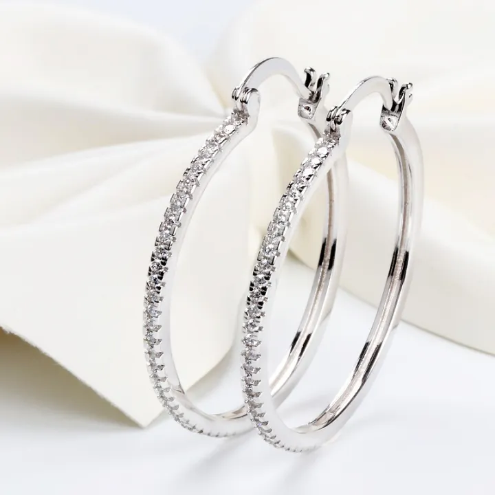 925%20Sterling%20Silver%20Big%20Circle%20Inlaid%20Cubic%20Zircon%20Earrings%20for%20Women,S925%20Argent%20Women's%20Shiny%20Model%20Earring%2017mm-40mm%205%20Size%20-%20Image%202