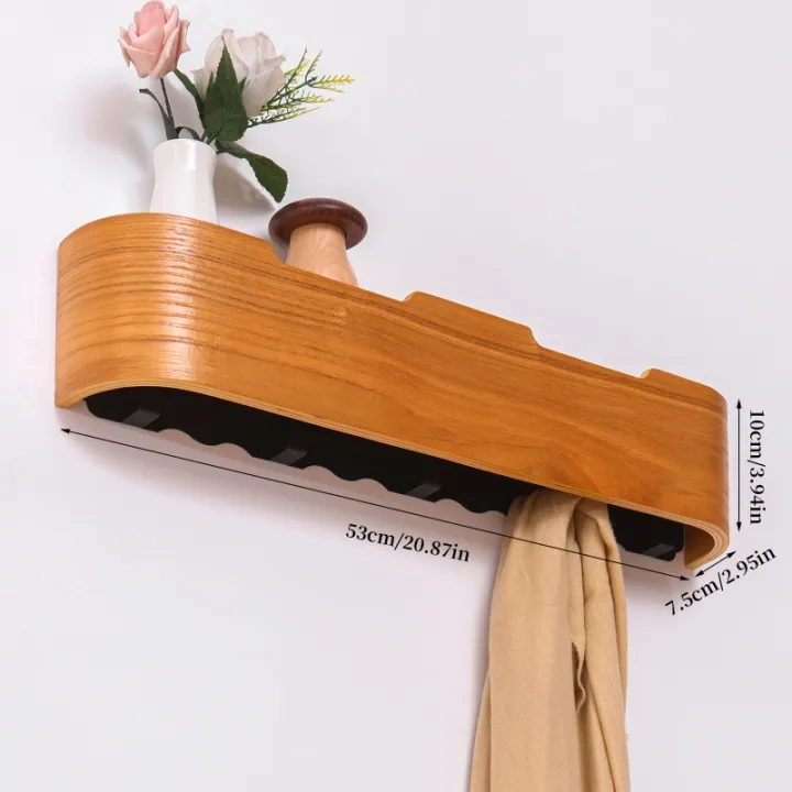 Wall-mounted%20Coat%20Rack,%20Clothes%20Hanger%20At%20The%20Entrance%20of%20The%20Living%20Room,%20Walnut%20Wall%20Coat%20Hook,%20Veneer%20Hanger%20Clothing%20Rack%20-%20Image%203