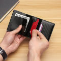 Rfid Carbon Fiber Card Holder Wallets Men Brand Rfid Magic Trifold Leather Slim Mini Wallet Small Credit Card Holder Money Bag Male Purses. 