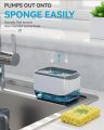Automatic Soap Dispenser with Sponge Holder for Kitchen, Refillable Soap Container with Drain, Convenient Cleaning Tool. 