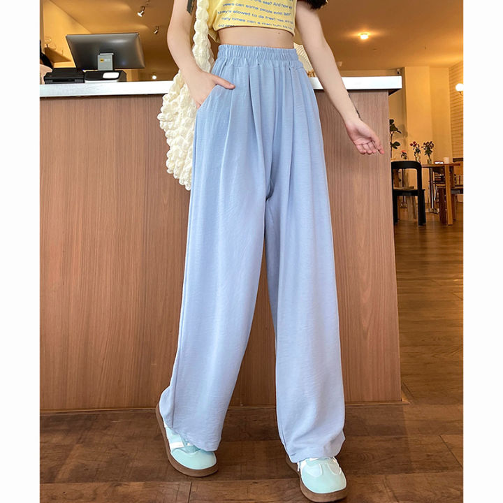 Summer%20Women%20Sweet%20Colorful%20Ice%20Silk%20Pants%20Lady%20Baggy%20Versatile%20Elastic%20Straight%20Leg%20Trousers%20Female%20Wide%20Leg%20High%20Waisted%20Pants%20-%20Image%202