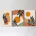 Set of 3 Abstract Botanics Canvas Paintings – 9x12 Inches Each | Modern Aesthetic | Ready to Hang - Flipuns DS. 