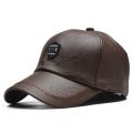 M Label Pu Leather Baseball Caps Spring and Autumn Outdoor Adjustable Casual Hats Sunscreen Hat. 
