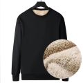 Winter Men Lamb Fleece Sweatshirt Solid Color Warm Round Neck Long Sleeve Men Thermal Underwear Top Velvet Thicken Top.