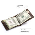 Free Engraving Slim Men Women Genuine Leather Money Clip Bifold Male Purse Wallet Quality Coffee Female Clamp for Money Case. 