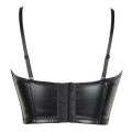 Women Corset Crop Top Gothic Black Leopard Faux Leather Push Up Overbust Corset Bustier Bra with Straps Fashion Streetwear.