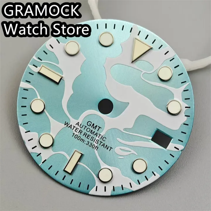 GRAMOCK%2029mm%20NH34%20Watch%20Dial%20Blue%20Dial%20Green%20Luminous%20Fit%20NH34%20Movement%20Watch%20replacement%20parts%20-%20Image%204