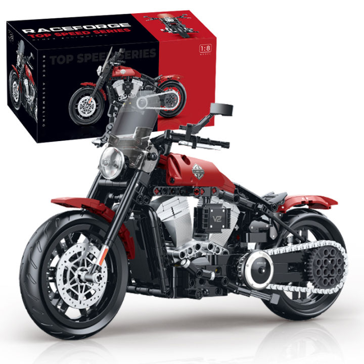 New DIY Building Blocks Motorbike Technical Sets MOC Bricks 1:8 Motorcycle Model Birthday  for Boys Kids Children 