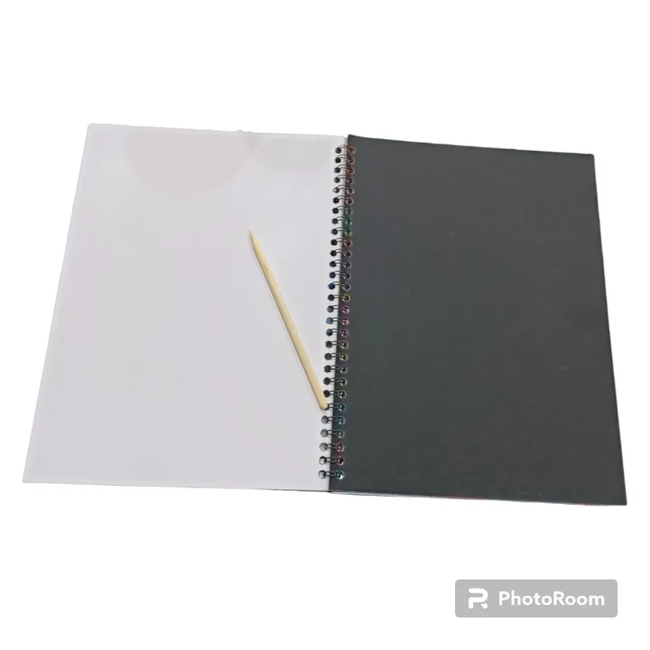 rainbow%20scratch%20notebook%204'x7'%20with%20wood%20pen%20to%20scratch%20black%20card%20page%20to%20scratch%20-%20Image%203