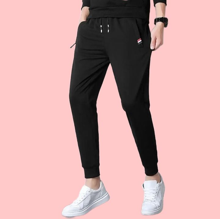 premium quality black colour cotton stylish joggers trouser pant for man