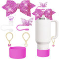 Charm accessories,bow and diamond straw cap for Stanley Cup 40/30 oz accessories with Charm Chain Unlimited for Stanley Tumbler. 