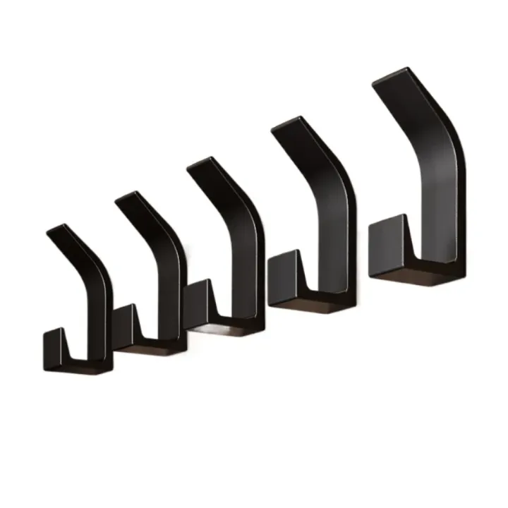 5PCS%20Wall%20Hooks%20No%20Drilling%20Double%20Hook%20Hanger%20Robe%20Hook%20Black%20White%20Towel%20Hook%20Key%20Holder%20Multifunctional%20Clothes%20Coat%20Hook%20-%20Image%203