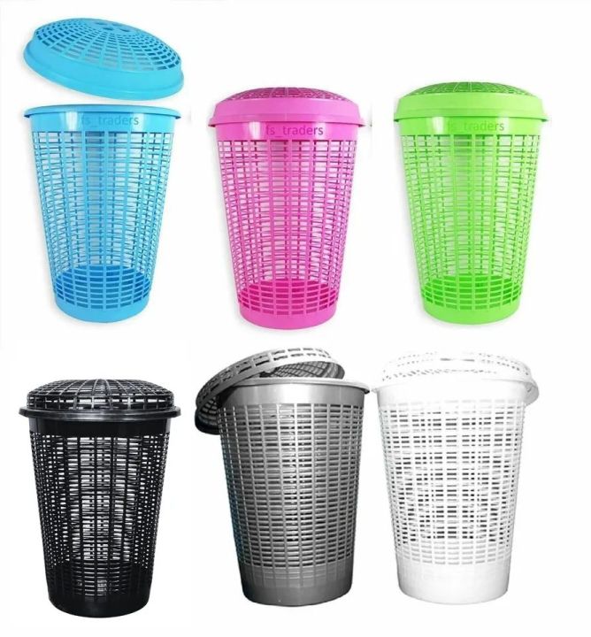 Plastic Large Round Laundry Basket Bin Linen Washing Storage Hamper ...