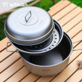 Tiartisan 2.1L/ 2.8L Titanium Camping Soup Pot Set Outdoor Lightweight Steamer with Steam Compartment Multi Functional Cookware. 