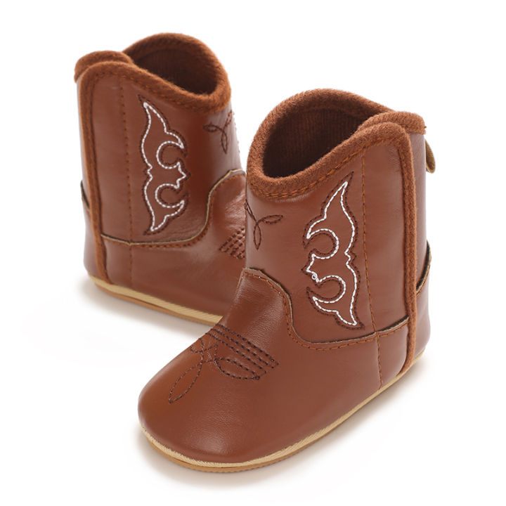 Leather%20Western%20Boots%20Cowboy%20Bootie%20Soft%20Sole%20Non-Slip%20Crib%20Shoes%20for%20Baby%20Infant%20Toddler%20Girls%20Boys%20Newborn%20-%20Image%205