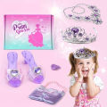 Princess Toddler Dress Up Shoes Pretend Jewelry Toys Set Of Princess Shoes With, Crown Earrings Necklaces Ring Handbag Role Play. 