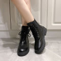 2024 Spring New Women's Shoes Comfortable Fashion Boots Women's Short Boots Mid-Heel Thick Heel Round Toe Chelsea Boots. 